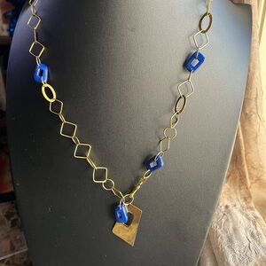 Veronese Sterling Silver Gold Clad Lapis Lazuli Necklace